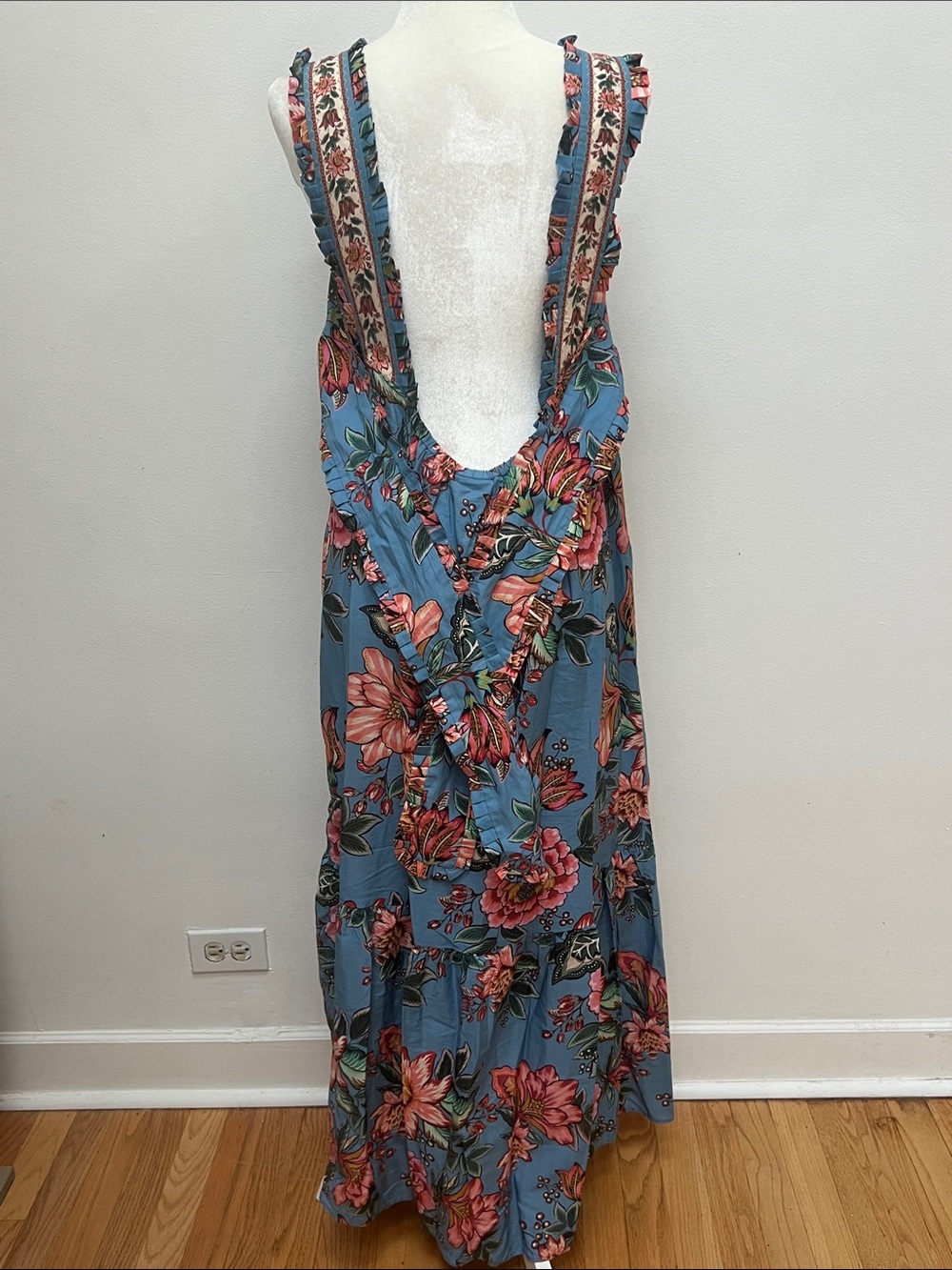 Farm Rio Wonderful Bouquet Blue Maxi Sleeveless Dress - Picture 5 of 10